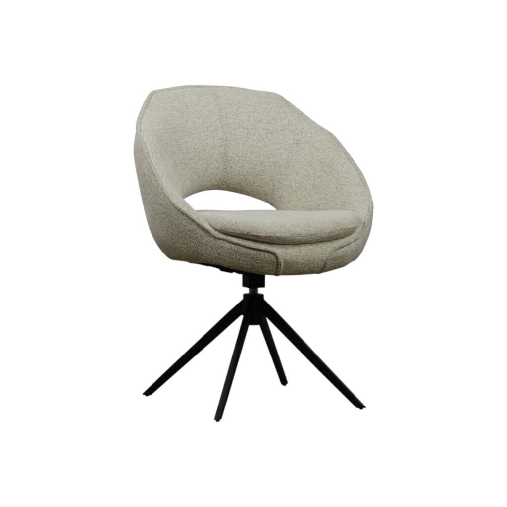 Eetkamerstoel Max beige draaibaar met armleuning wildeboer stof