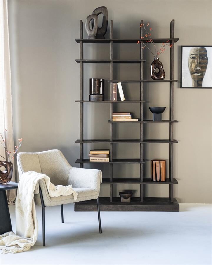 Boekenkast Oliver 120x40x220 – zwart
