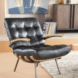 Fauteuil Bastiaan – donkerbruin java leder