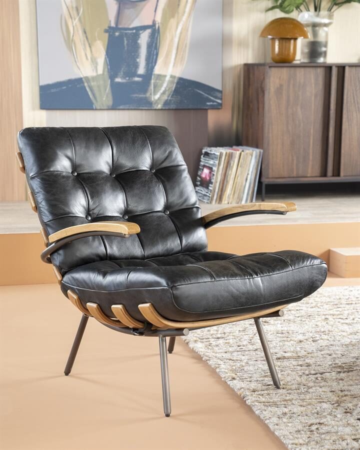 Fauteuil Bastiaan – donkerbruin java leder