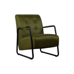 Fauteuil Ukari groen leer leren fauteuil eetkamerstoel met armleuning wildeboer