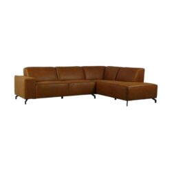 Hoekbank Levi bruin voorstaand rechts groot leren bankstel comfortabel