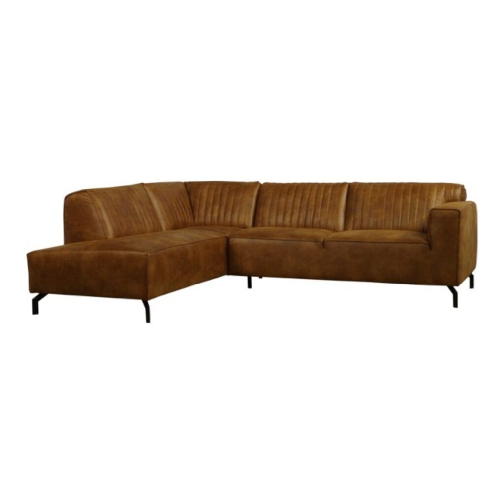 Hoekbank Lola cognac grote leren bankstel