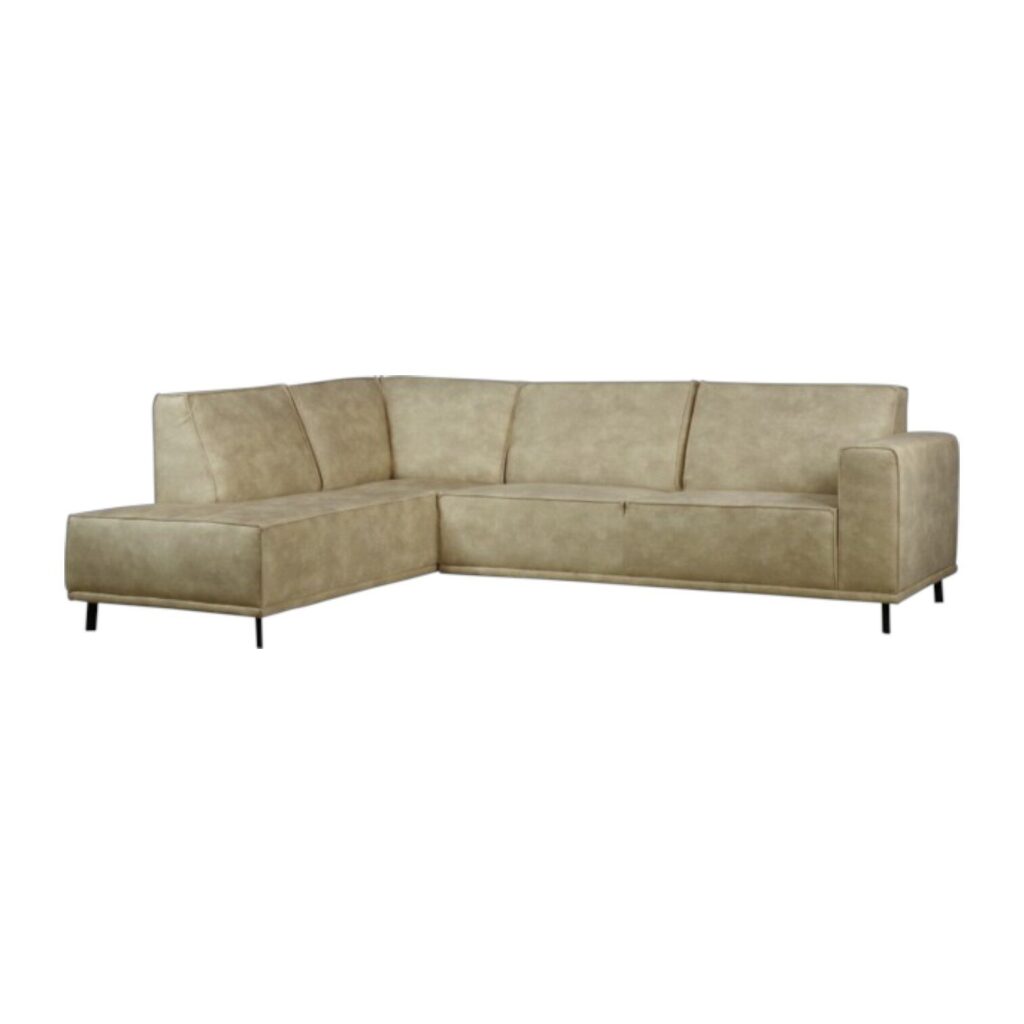 Hoekbank Oklahoma beige grote hoekbank zacht velour