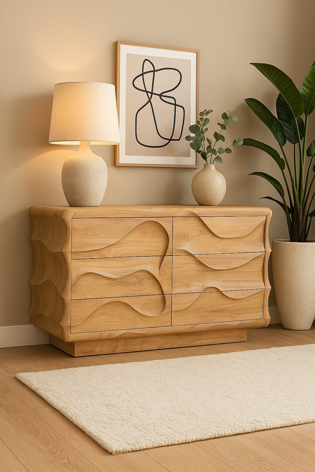 Dressoir Nyawa massief teakhout met carving uit indonesie handgemaakt van sventerior