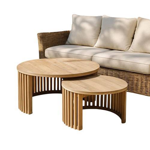 Salontafelset Teak Rond Outdoor – Ø77 x 40 cm
