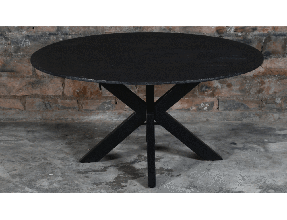 Eetkamertafel mango rond facet zwart 150cm