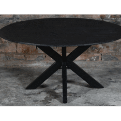 Eetkamertafel mango rond facet zwart 150cm