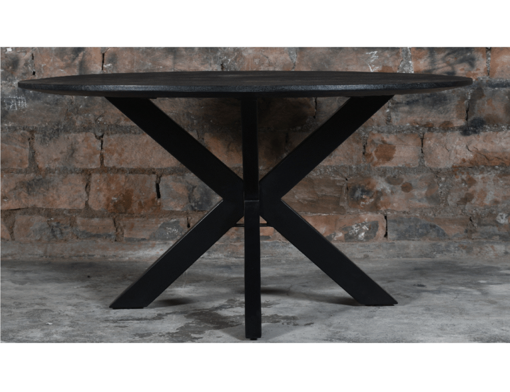 Eetkamertafel mango rond facet zwart 150cm