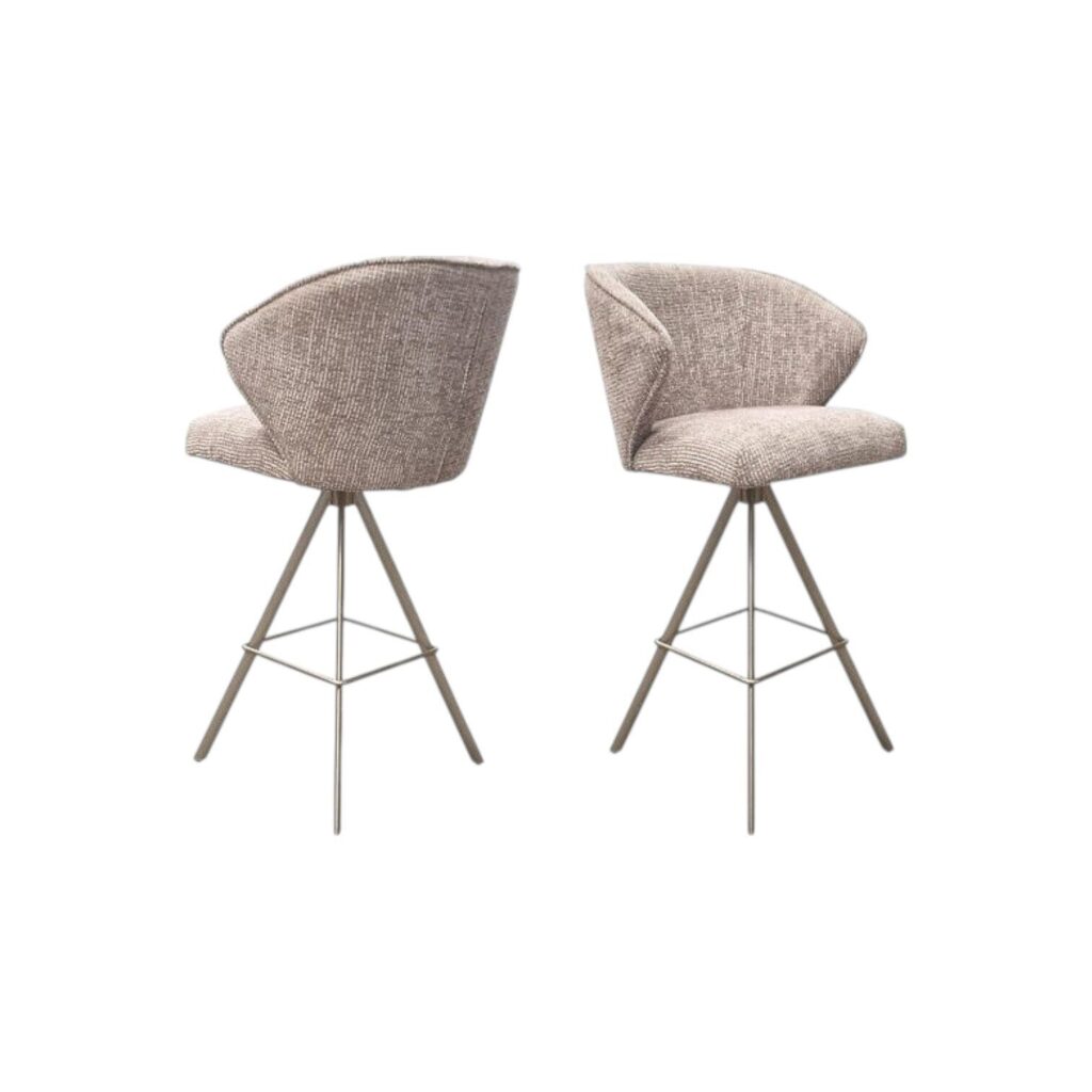Barkruk 575 koopmans meubelen zacht stof beige metalen poot