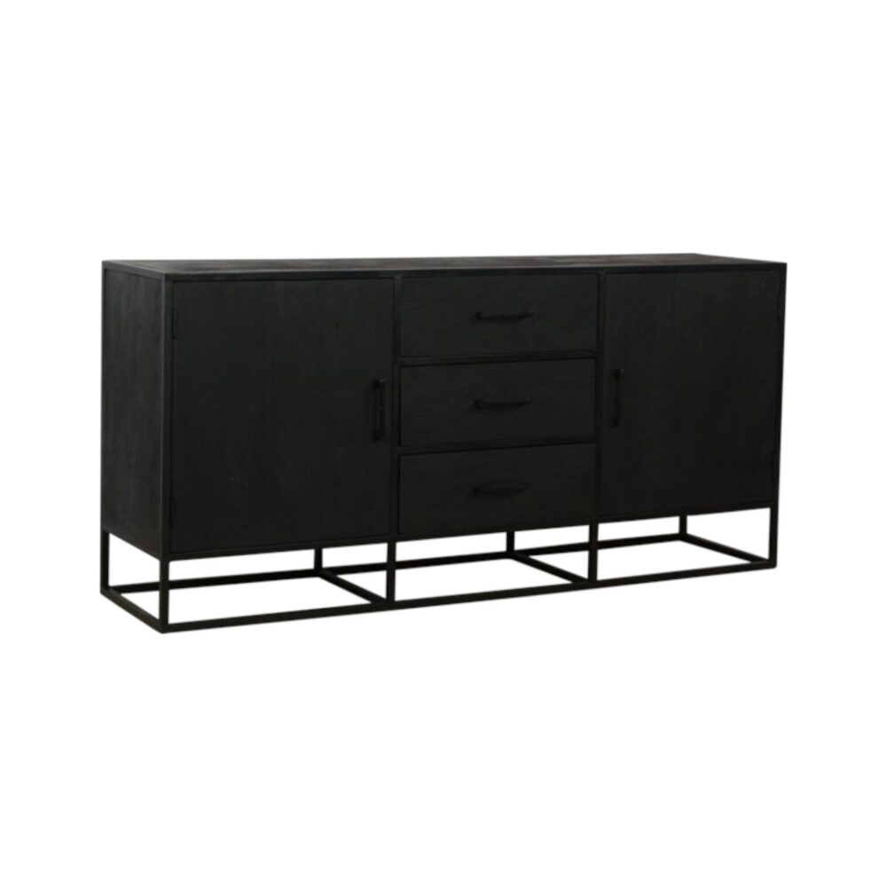Bob Dressoir 180 cm mangohout zwart lades wildeboer kwaliteit