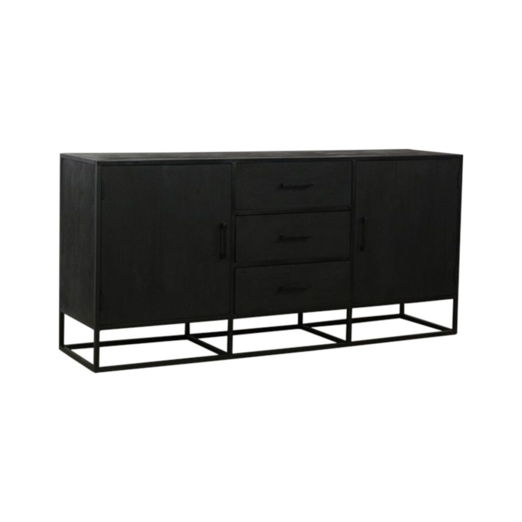 Bob Dressoir 180 cm mangohout zwart lades wildeboer kwaliteit