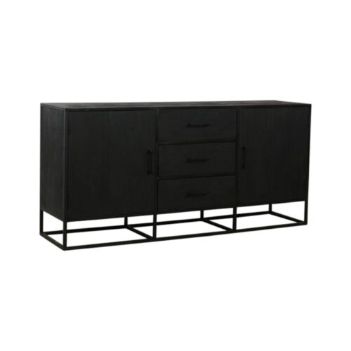 Bob Dressoir 180 cm mangohout zwart lades wildeboer kwaliteit