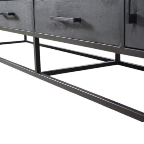 Bob TV-Schrank Metallbeine Schubladen Mangoholz schwarz industrial wildeboer