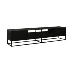 Bob TV-meubel 220 cm mangohout zwart hout lades metalen poten industrieel