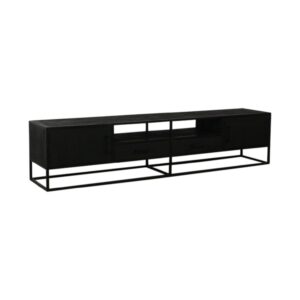 Bob TV cabinet 220 cm mango wood black wood drawers metal legs industrial