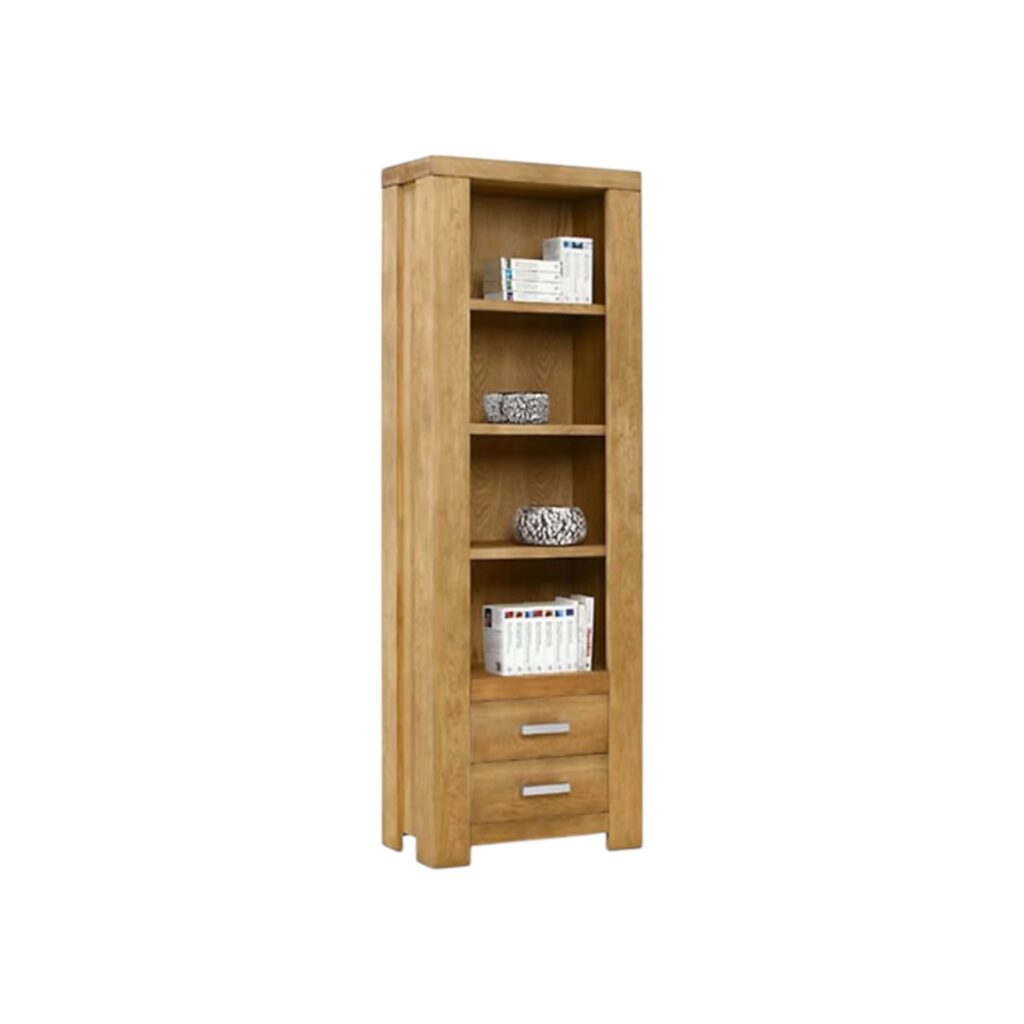 Boekenkast 1404 eieknhout bruin beige twee lades koopmans meubelen