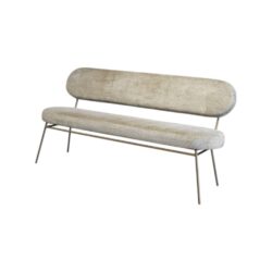 Eetkamerbank 481 Koopmans Meubelen beige creme wit metalen frame zachte stof bank