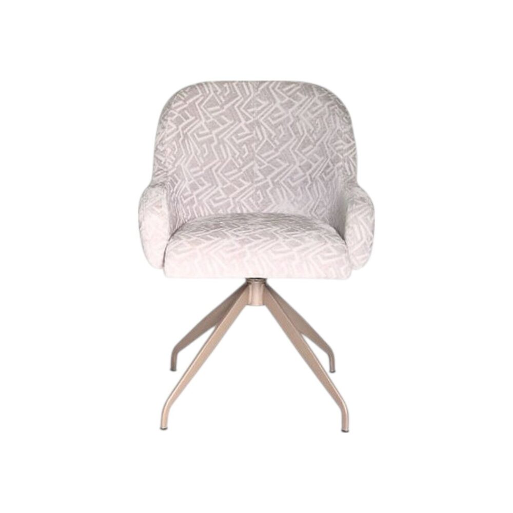 Eetkamerstoel 433 zacht stof metalen poot wit patroon comfortabel koopmans
