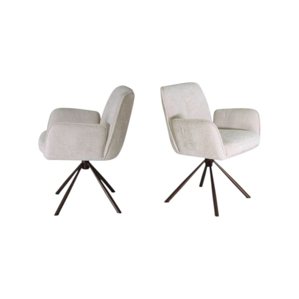 Eetkamerstoel 496 metalen poot wit zacht stof creme beige koopmans