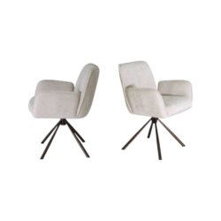 Eetkamerstoel 496 metalen poot wit zacht stof creme beige koopmans