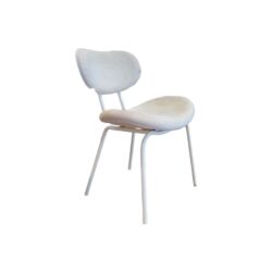 Eetkamerstoel Ace set van 6 wit stof stoel metalen poot beige sale uitverkoop outlet