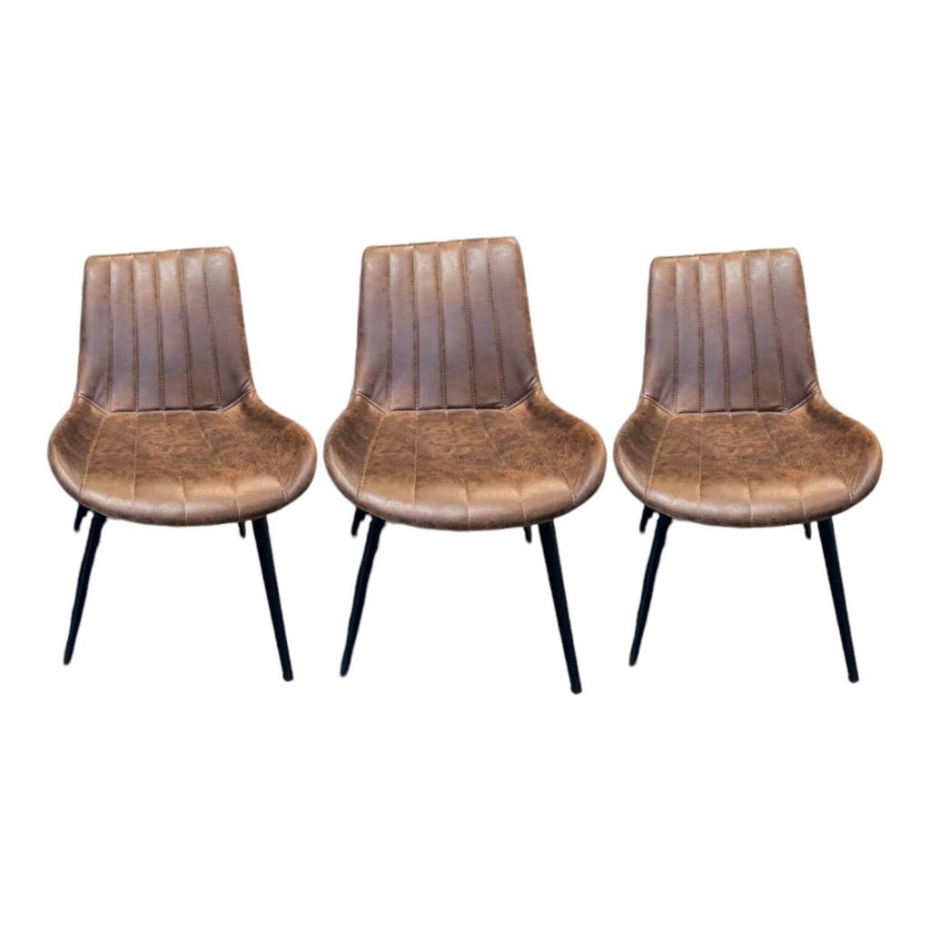 Eetkamerstoel Elijas set van 3 outlet sale mokana leer zonder armleuning