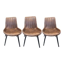 Eetkamerstoel Elijas set van 3 outlet sale mokana leer zonder armleuning