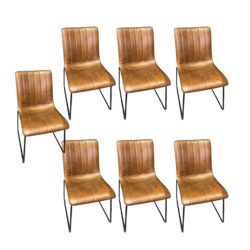 Eetkamerstoel Noel 7 stuks leren eetkamerstoel zwarte metalen poot bruin sale outlet mokana