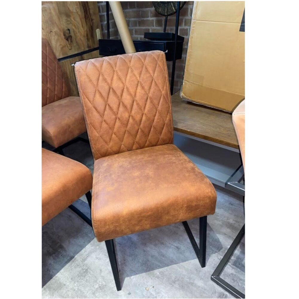 Eetkamerstoel Taison set van 2 leren leder cognac stoel leer sale uitverkoop outlet mokana