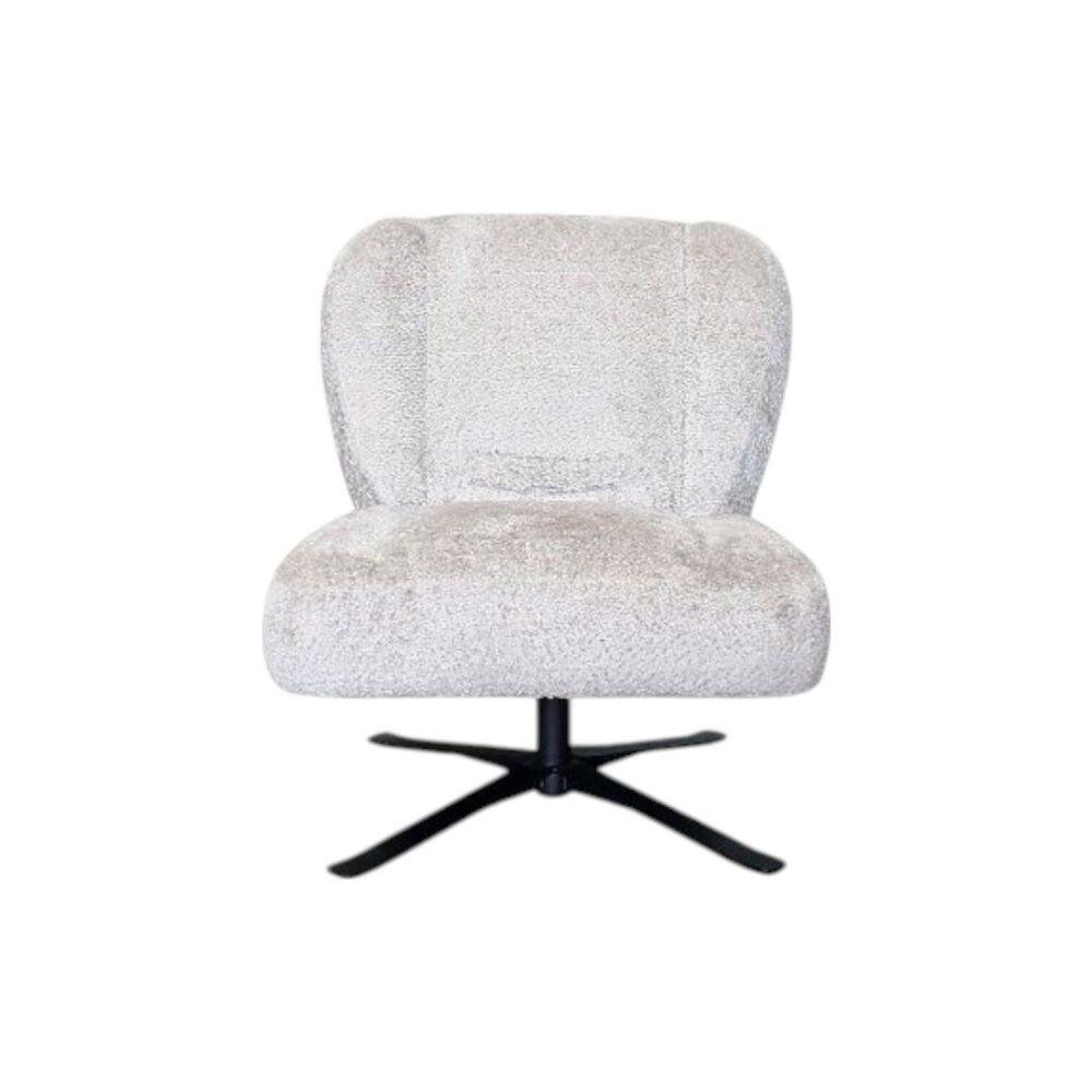 Fauteuil 615 koopmans meubelen ivoor wit teddy stof metalen poot