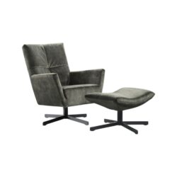 Fauteuil Bern met hocker hoge rugleuning met armleuning draaipoot stoel class design