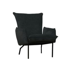 Fauteuil Daisy groen grijs met armleuning stof zwarte metalen poot industrieel landelijk wildeboer