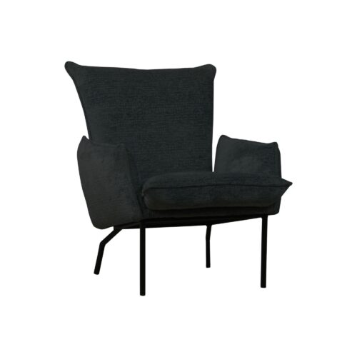 Armchair Daisy green gray with armrest fabric black metal leg industrial rural wildeboer