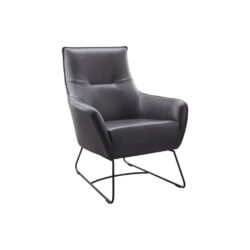 Fauteuil Irma zwart leer stof metalen poot zwart met armleuning lage rugleuning class design