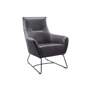 Fauteuil Irma zwart leer stof metalen poot zwart met armleuning lage rugleuning class design