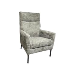 Fauteuil Kina grijs zacht stof groot hoge rug armleuning class design