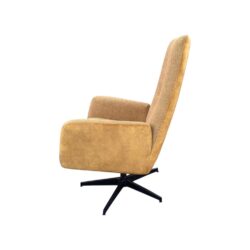 Fauteuil Maud gele fauteuil zwarte metalen poot stof hoge rugleuning met armleuning class design