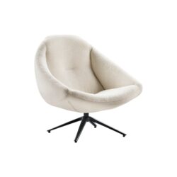 Fauteuil rondo wit zacht stof metalen zwarte poten japandi class design