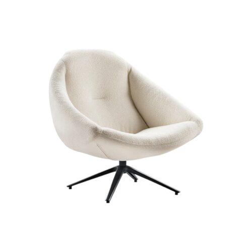 Fauteuil rondo wit zacht stof metalen zwarte poten japandi class design