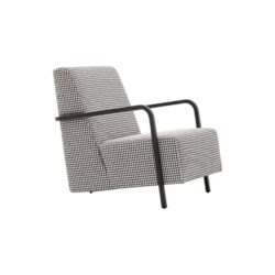 Fauteuil Sail stof linnen zwart wit met armleuning rugleuning achterover leunen class design
