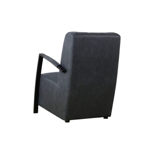Fauteuil Vega wildeboer stof velour blauw navy met armleuning zwarte mtalen poot
