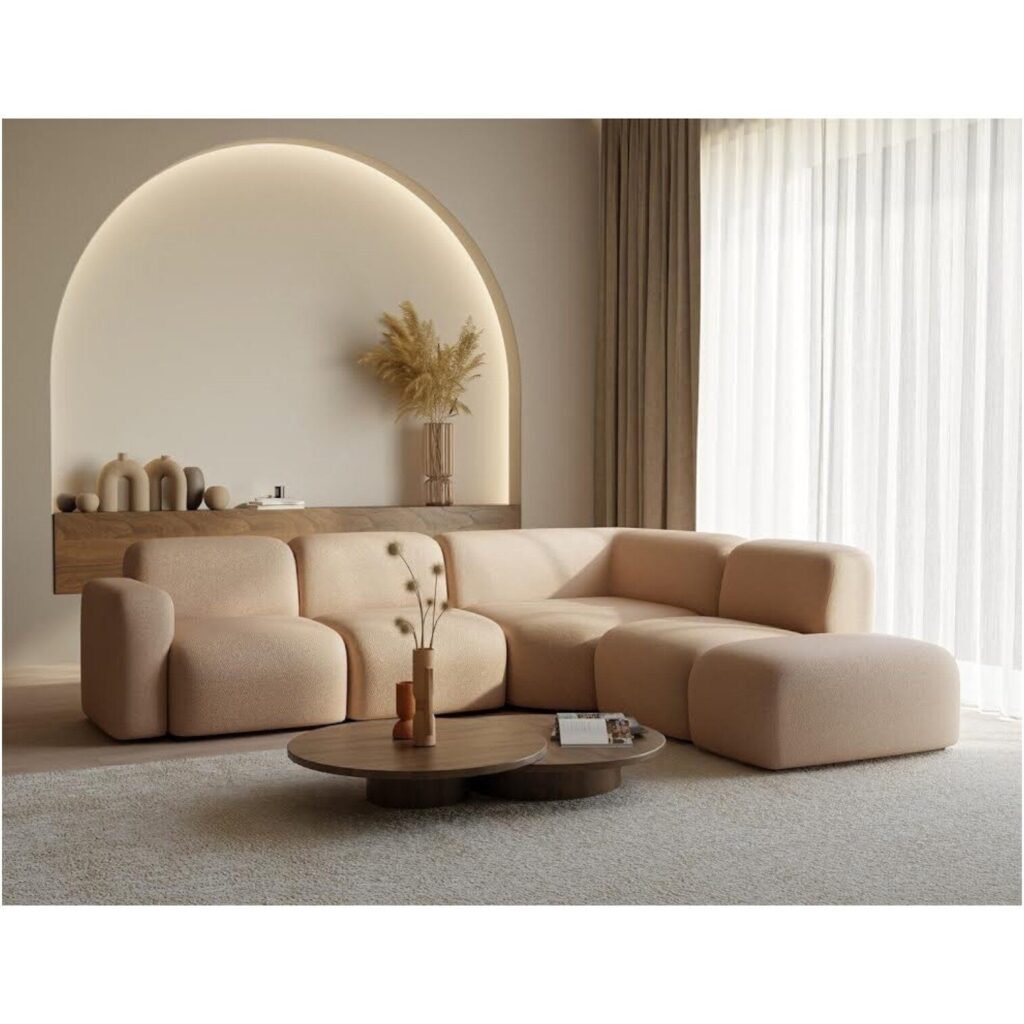 Hoekbank Cloudino beige creme stof zacht bank agpol