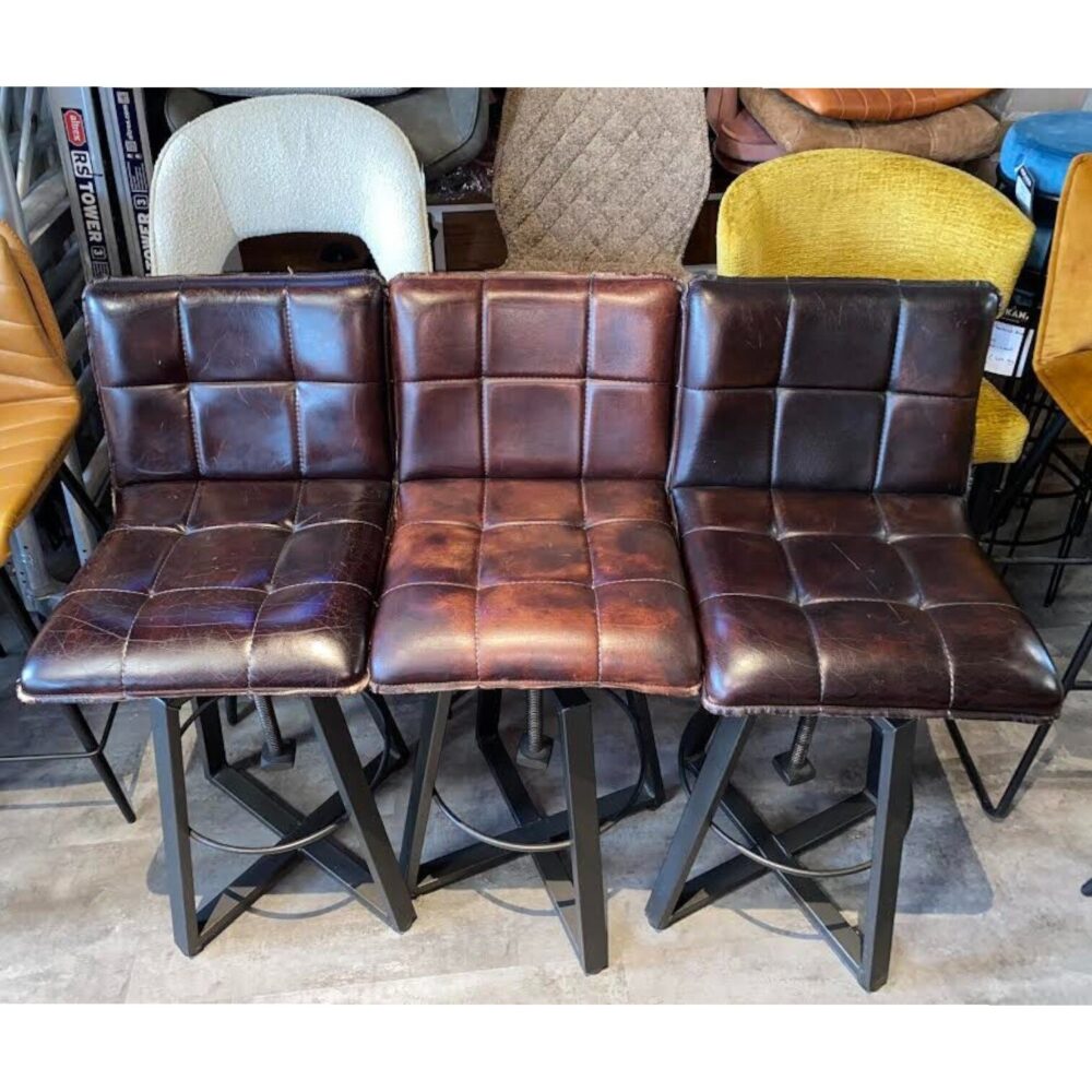 Industriele barkruk set van 4 leer leder sale outlet mokana