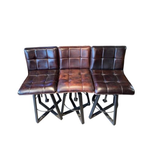 Industrial bar stool set of 4 leather leather steel legs mokana sale outlet