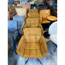 MRS Gold set van 4 outlet sale eetkamerstoel geel goud zacht