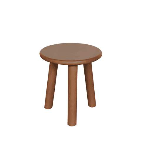 Robuuste houten bijzettafel met ronde bovenkant, landelijk en modern ontwerp, perfect voor woonkamer of slaapkamer, handgemaakt van duurzaam eikenhout.