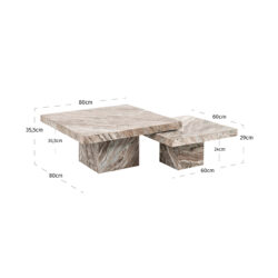 Salontafel Rashford set van 2 (Stone)