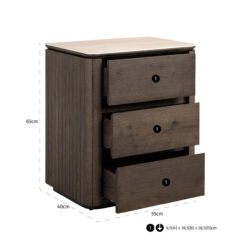 Nachtkastje Ritz 3-lades (Brown)