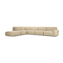 Hoekbank Kira beige zand creme stof met armleuning comfort wildeboer